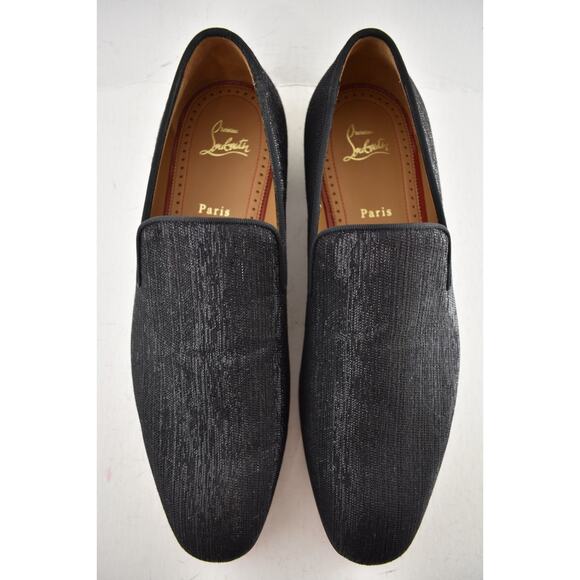Christian Louboutin Mens Dandelion Flat Black Shantung Diams Dress Loafer 43 10 main image 6
